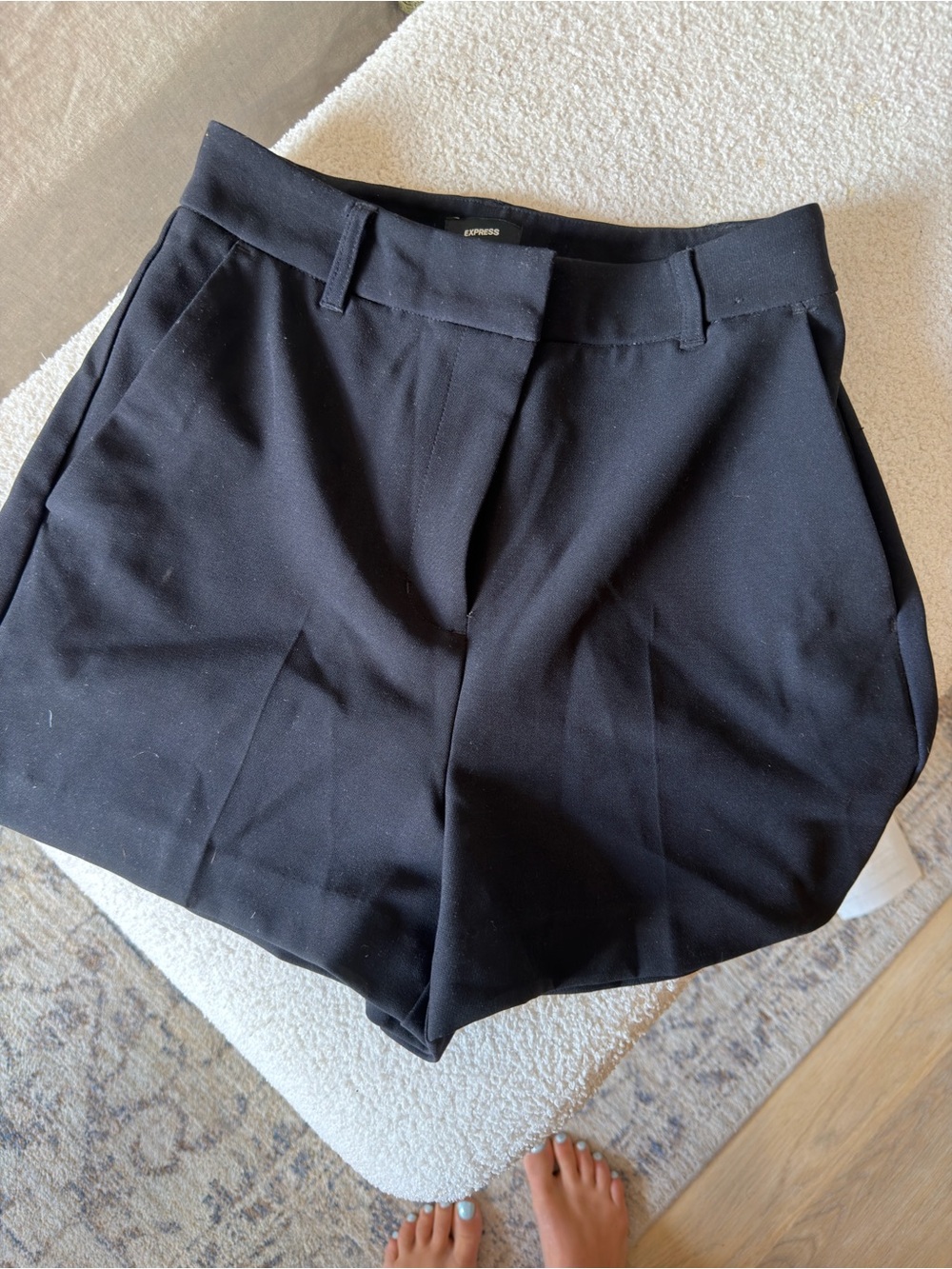 Express Black High-Rise Tailored Shorts